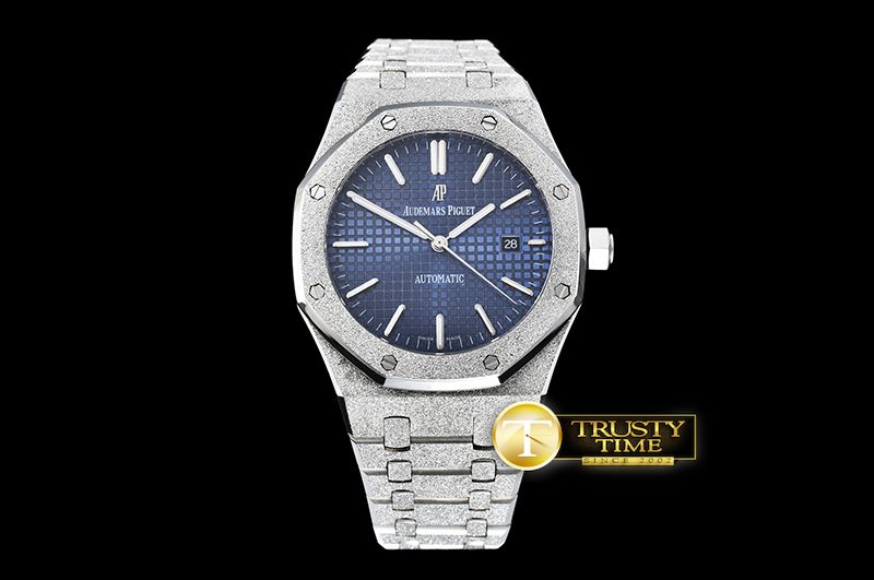 오데마피게 Royal Oak Jumbo 15400 Frosted SS/SS Blue Asia 21J Mod -AP0499D