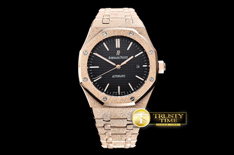 오데마피게 Royal Oak 15400 Frosted RG/RG Black Asia 21J Mod 3120 -AP0508E