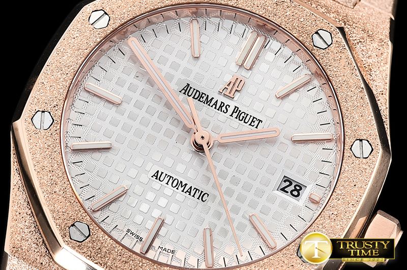 오데마피게 AP Royal Oak 37mm Frosted RG/RG White JHF MY9015 -AP0513D