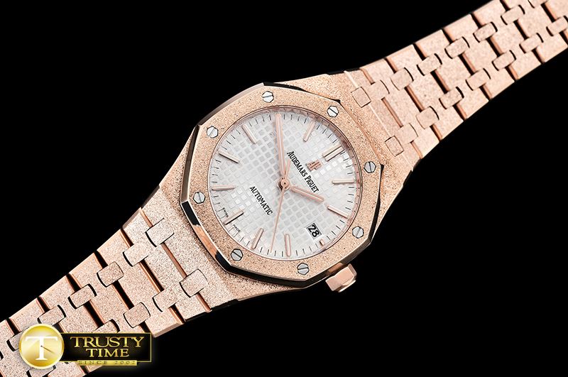 오데마피게 AP Royal Oak 37mm Frosted RG/RG White JHF MY9015 -AP0513D