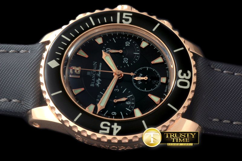 블랑팡 50 Fathoms Chronograph RG/NY Black Asia 7750 -BLP018A