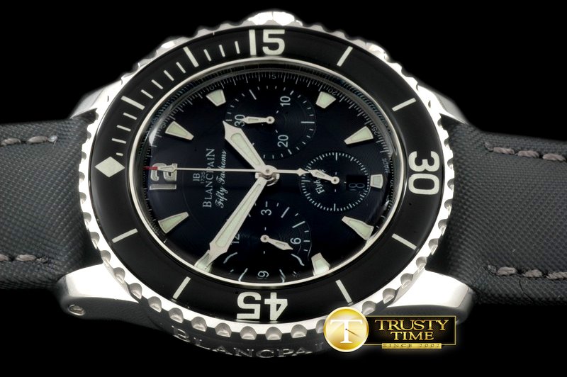 블랑팡 50 Fathoms Chronograph SS/NY Black Asia 7750 -BLP018B