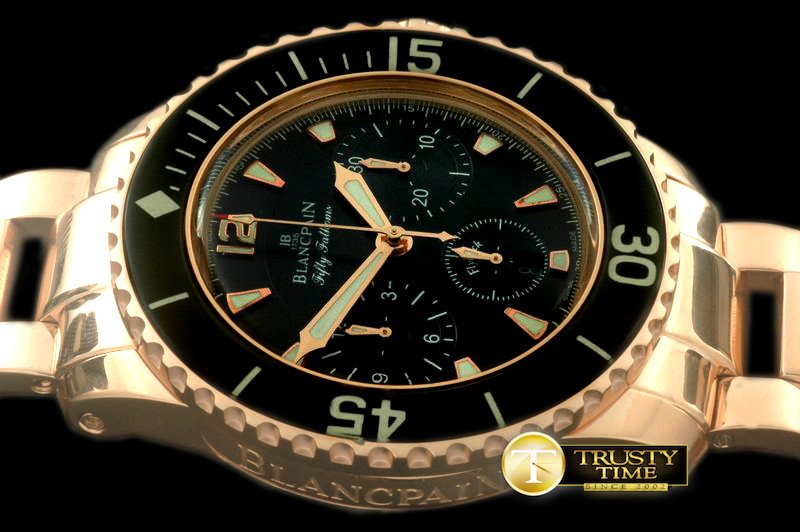 블랑팡 50 Fathoms Chronograph RG/RG Black Asia 7750 -BLP019A
