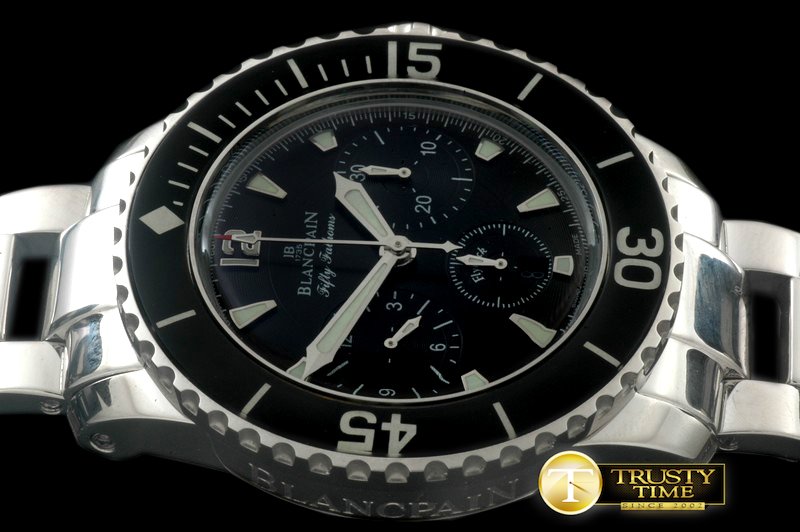 블랑팡 50 Fathoms Chronograph SS/SS Black Asia 7750 -BLP019B
