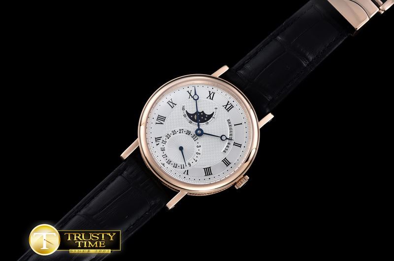 브레게 Classique SS Moonphase RG/LE White Miyota 9015 -BRE063B