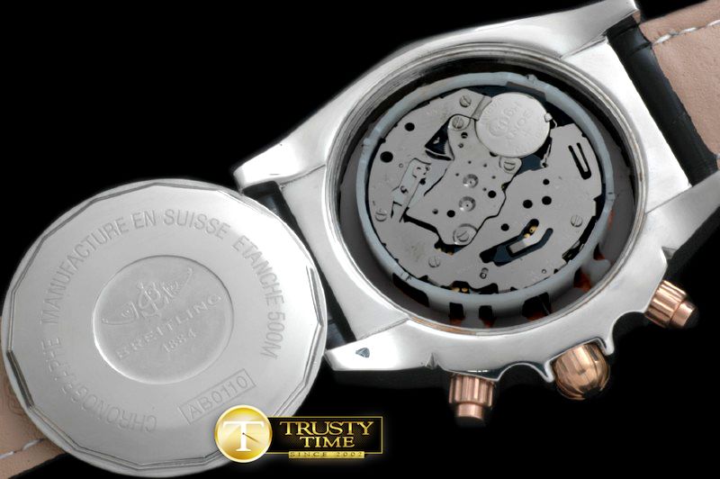 브라이틀링 Chronomat B01 SS/YG/LE Black Stick Jap OS20 Qtz -BSW0266H