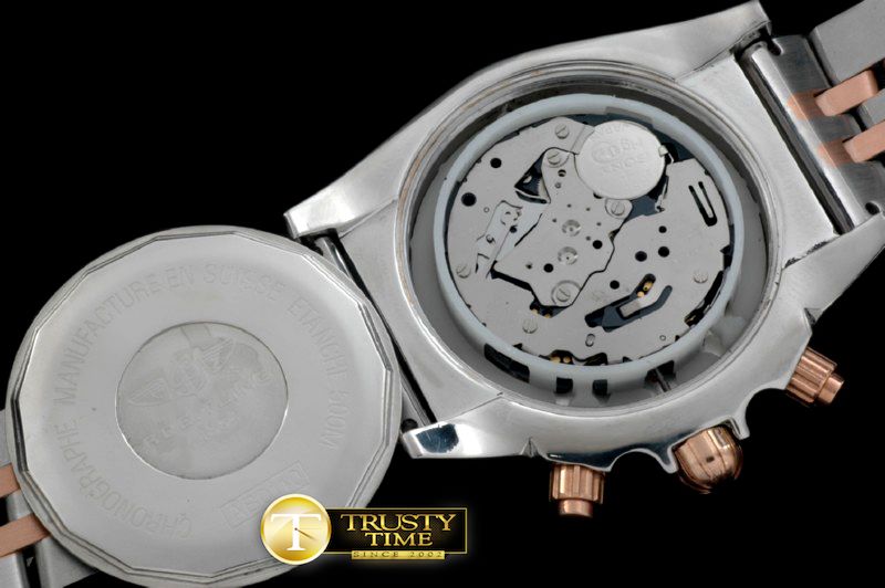 브라이틀링 Chronomat B01 SS/YG TT White Stick Jap OS20 Qtz -BSW0272C