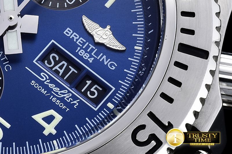 브라이틀링 SuperOcean SteelFish Chrono SS/LE Blue/Blk A7750 -BSW0329A