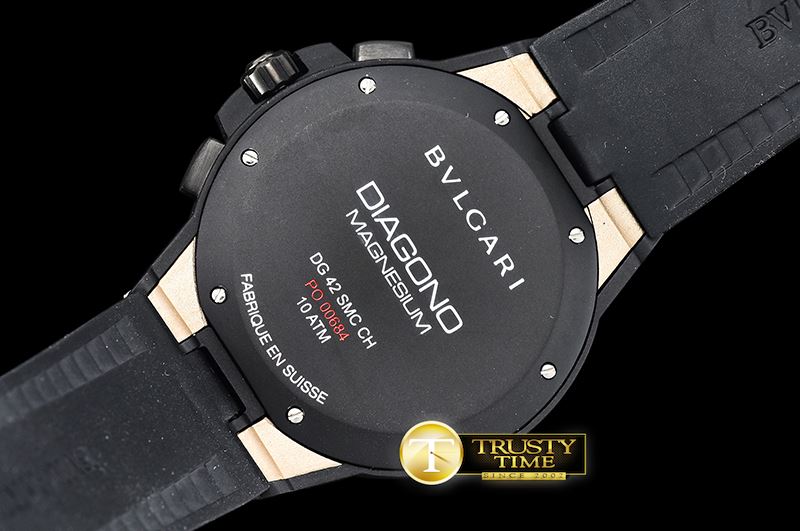 불가리 Diagono Magnesium Chrono PVD/MG/RU Pink Salmon VK Qtz -BVG0063A