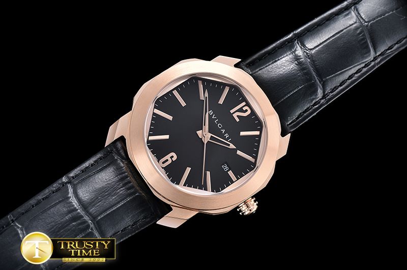 불가리 Octo Solotempo Automatic RG/LE Black Asia 23J Mod -BVG0068A