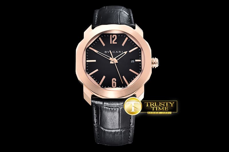 불가리 Octo Solotempo Automatic RG/LE Black Asia 23J Mod -BVG0068A