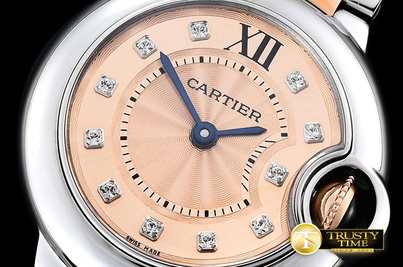 까르띠에 Balon De Cartier Ladies RG/SS Salmon Diams V6F Swiss -CAR0347