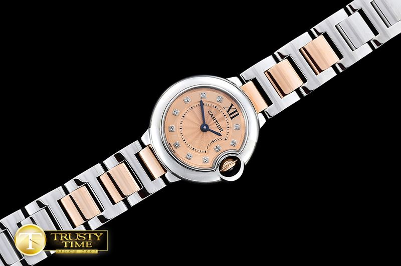 까르띠에 Balon De Cartier Ladies RG/SS Salmon Diams V6F Swiss -CAR0347