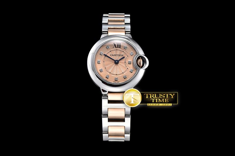 까르띠에 Balon De Cartier Ladies RG/SS Salmon Diams V6F Swiss -CAR0347