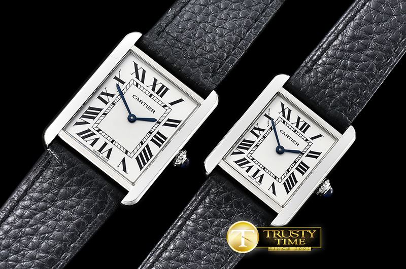 까르띠에 Must De Cartier Mens 28mm SS/LE White GPF Swiss Qtz -CAR0386B