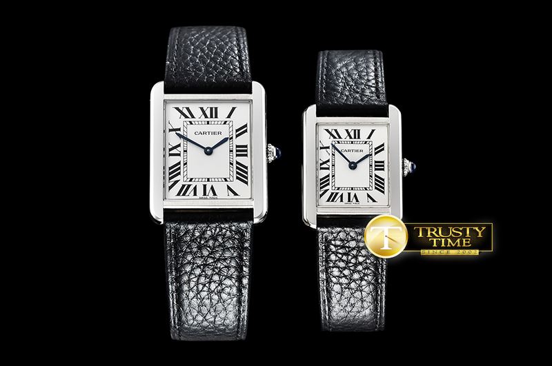 까르띠에 Must De Cartier Mens 28mm SS/LE White GPF Swiss Qtz -CAR0386B