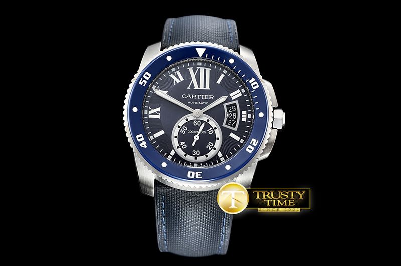 까르띠에 Calibre de Cartier Diver SS/NY/RU Blue JF Asia 2824 -CAR0418A