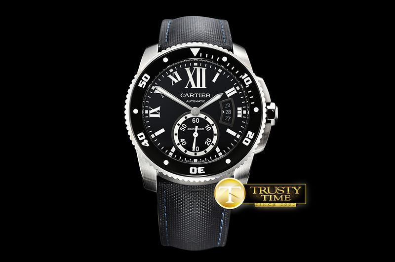 까르띠에 Calibre de Cartier Diver SS/NY/RU Black JF Asia 2824 -CAR0418B