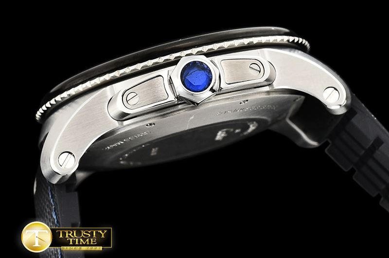 까르띠에 Calibre de Cartier Diver SS/NY/RU Black JF Asia 2824 -CAR0418B