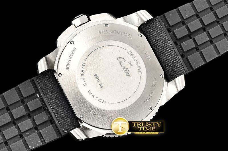 까르띠에 Calibre de Cartier Diver SS/NY/RU Black JF Asia 2824 -CAR0418B