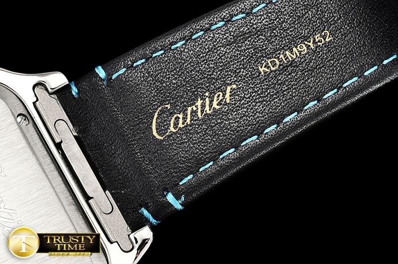 까르띠에 Santos D Cartier 2018 Ladies SS/LE (Blue)Wht Swiss Qtz -CAR0430G