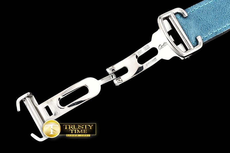 까르띠에 Santos D Cartier 2018 Ladies SS/LE (Blue)Wht Swiss Qtz -CAR0430G