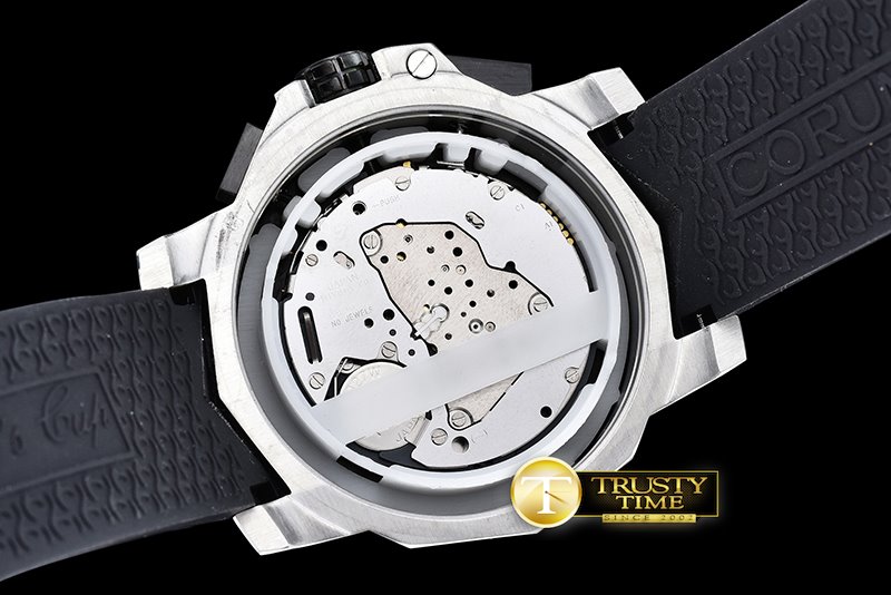 코럼 Admirals Cup Chronograph Left Hand SS/RU Blk/Wht Qtz -COR040G