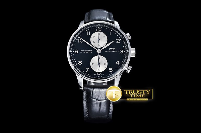 IWC Portuguese Chrono SS/LE Blk/Wht ZF A79350 Mod -IWC0347