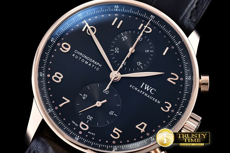 IWC Portuguese Chrono RG/LE Black RG Num ZF V2 A79350 Mod -IWC0355