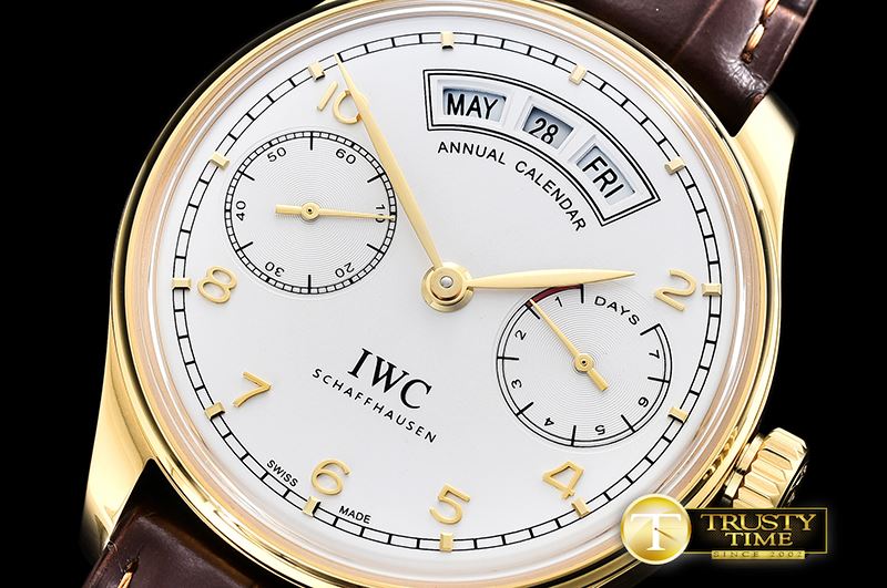 IWC Portugieser Annual Cal. IW503502 YG/LE White A52850 -IWC0383B