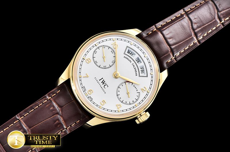 IWC Portugieser Annual Cal. IW503502 YG/LE White A52850 -IWC0383B