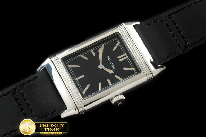 예거 르쿨트르 Reverso Classique SS/LE Black Stk Jap Qtz -JL079F