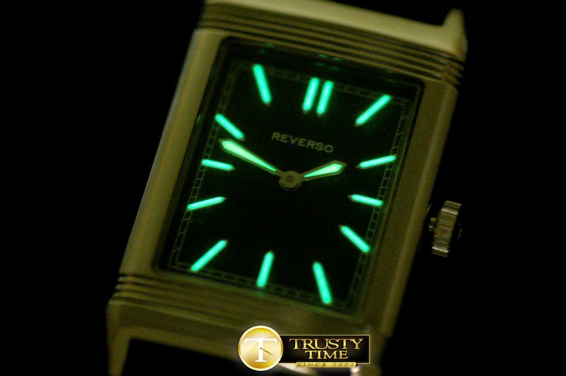 예거 르쿨트르 Reverso Classique SS/LE Black Stk Jap Qtz -JL079F