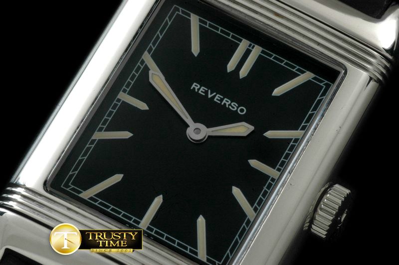 예거 르쿨트르 Reverso Classique SS/LE Black Stk Jap Qtz -JL079F