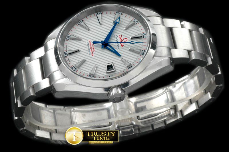 오메가 Aqua Terra Auto SS/SS White/Blue Miyota 8205 -OMG0324B