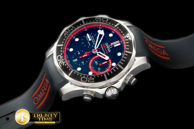 오메가 Seamaster Pro 300M Chrono SS/RU Blk/Red A7750 -OMG0341C