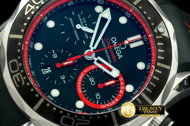오메가 Seamaster Pro 300M Chrono SS/RU Blk/Red A7750 -OMG0341C