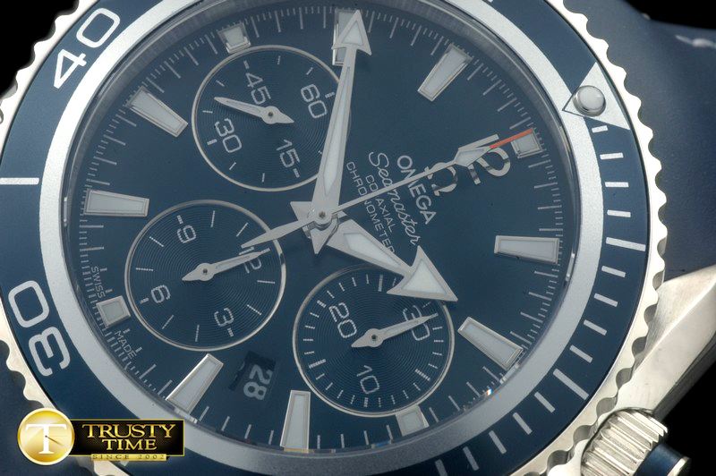 오메가 Planet Ocean 45.5 Chrono SS/RU Blue 7753 -OMG0374B