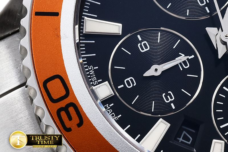 오메가 Planet Ocean Chrono SS/SS Black JHF A7750 -OMG0457C