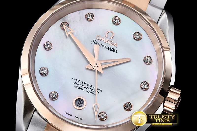 오메가 Aqua Terra 38mm RG/SS Wht MOP JHF A2836 Mod8501 -OMG0462C