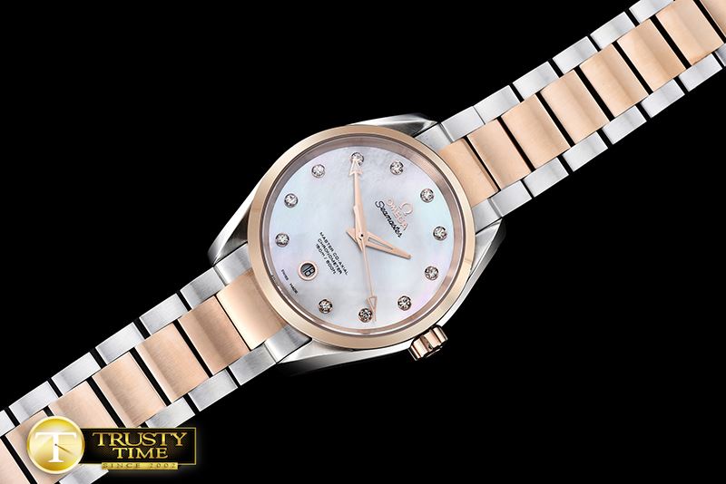 오메가 Aqua Terra 38mm RG/SS Wht MOP JHF A2836 Mod8501 -OMG0462C