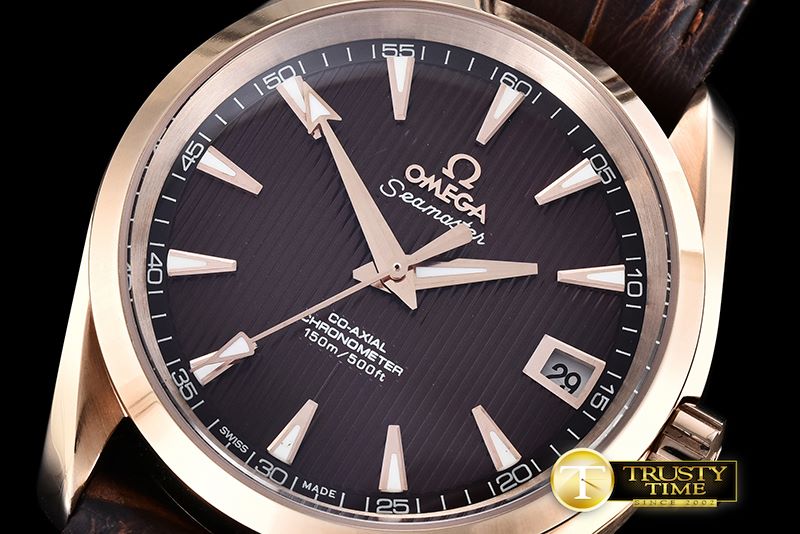 오메가 Aqua Terra 38mm RG/LE Brown A2836 Mod8500 JHF -OMG0464G