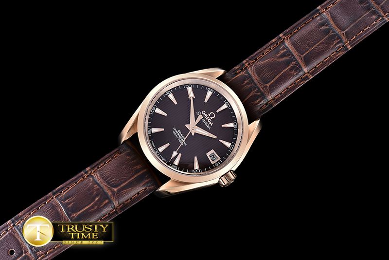 오메가 Aqua Terra 38mm RG/LE Brown A2836 Mod8500 JHF -OMG0464G