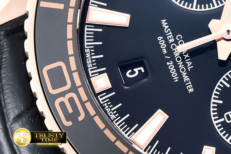 오메가 Planet Ocean Chrono RG/RU Black Asia7750 Mod 9301 -OMG0468B