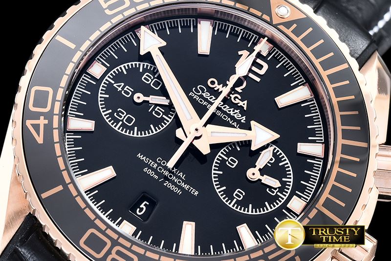 오메가 Planet Ocean Chrono RG/RU Black Asia7750 Mod 9301 -OMG0468B