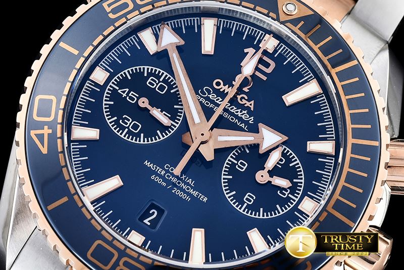 오메가 Planet Ocean Chrono RG/SS Blue Asia7750 Mod 9301 -OMG0468D