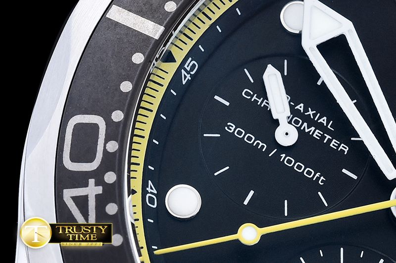 오메가 Seamaster Chrono America Cup SS/SS Blk/Yllw BP A7750 -OMG0500B