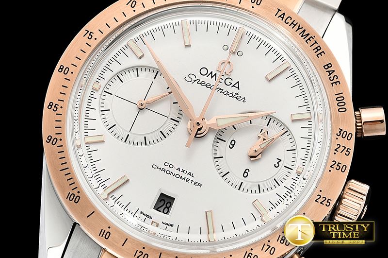 오메가 SpeedMaster 57 CoAxial RG/SS White OMF A7750 9300 -OMG0556A
