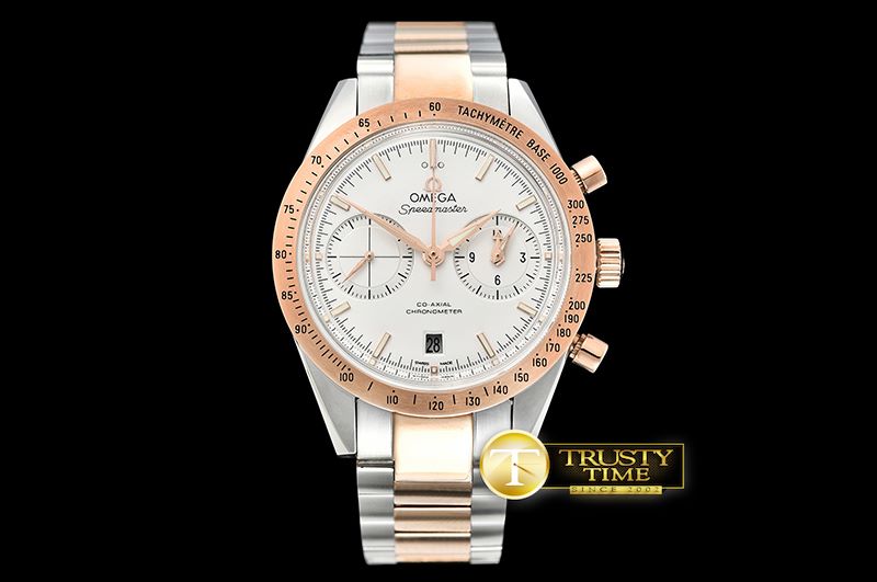 오메가 SpeedMaster 57 CoAxial RG/SS White OMF A7750 9300 -OMG0556A