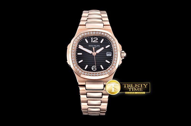 파텍필립 Nautilus 7010 Ladies RG/RG Diams BlackSwiss Qtz -PP0216B